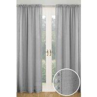 Tyrone Textiles Tahiti Pom-Pom Trim Linen-Look Voile Panel - Pair in Grey | Size: 140 cm width x 122 cm drop