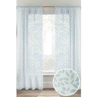 Tyrone Textiles Willow Leaf Print Linen-Look Voile Panel - Pair in Duck Egg Blue | Size: 140 cm width x 183 cm drop