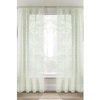 Tyrone Textiles Willow Leaf Print Linen-Look Voile Panel - Pair in Green | Size: 140 cm width x 137 cm drop