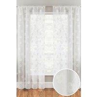 Tyrone Textiles Sienna Embroidery-Look Floral Print Voile Panel - Pair in White | Size: 140 cm width x 183 cm drop