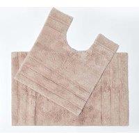 Homescapes Spa Supreme Luxury Bath Mat & Pedestal Set in Stone