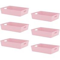 simpa 6L Plastic Studio Organiser Trays with Handles - Set of 6 in Pink