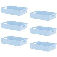 simpa 6L Plastic Studio Organiser Trays with Handles - Set of 6 in Pale Blue