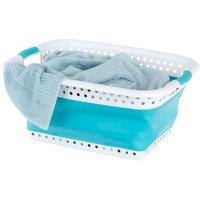 LIVIVO Collapsible Laundry Basket 58L Foldable Washing Basket Grey with Handles Space Saving Laundry Hamper in Baby Blue