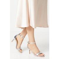 Dorothy Perkins Women's Tasha Barely There Medium Stiletto Heel Sandals in Silver | Size: 7