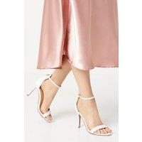 Dorothy Perkins Women's Wide Fit Tyla Barely There High Stiletto Heel Sandals in White | Size: 7