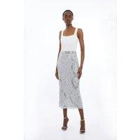 Petite Beaded And Embellished Woven Pencil Skirt