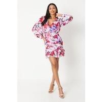 Georgette Mini Dress With Ruched Wrap Skirt