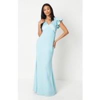 V Neck Ruffle Sleeve Maxi Dress