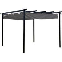 Charles Bentley 3 x 3m Steel Pergola Gazebo Modern for Garden Showerproof - Grey