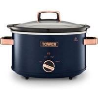 Tower T16042MNB Cavaletto 3.5 Litre Slow Cooker Midnight Blue & Rose Gold in Dark Blue