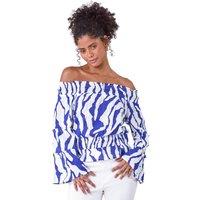 Animal Print Textured Bardot Top