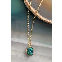 Otis Jaxon London Women's Black Opal Sterling Silver October Birthstone Pendant Necklace in Gold