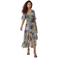 Abstract Print Maxi Wrap Dress