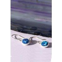 Otis Jaxon London Women's Black Opal Sterling Silver October Birthstone Drop Earrings