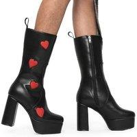 Lamoda Women's 'Game Of Love' Platform Calf Boots in Black | Size: 9