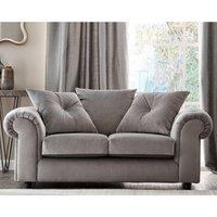 Furnishings For Less UK Derby Fabric Grey 2 Seater Sofa Scatter Back, Scroll Arms