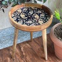 Hartsmede Handmade Side Table with Detachable Legs Paisley in Beige