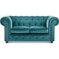 Furnishings For Less UK Ashbourne Chesterfield Large Velvet Fabric 2 Seater Sofa Studded Design in Teal