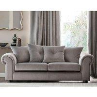 Furnishings For Less UK Derby Fabric Grey 3 Seater Sofa Scatter Back, Scroll Arms