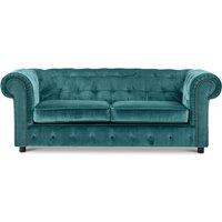 Furnishings For Less UK Ashbourne Chesterfield Large Velvet Fabric 3 Seater Sofa Studded Design in Teal