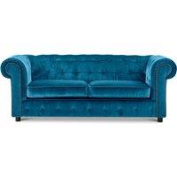 Furnishings For Less UK Ashbourne Chesterfield Large Velvet Fabric 3 Seater Sofa Studded Design in Indigo