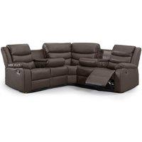 Minnesota Leather Reclining Corner Sofa 5 Seater Manual Recliner Comfortable Padded Arms With Drinks Tray