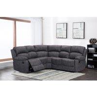 Furnishings For Less UK Alaska Grey Fabric Reclining Corner Sofa 5 Seater Suede Manual Recliner Comfortable Padded Arms