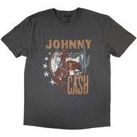 Johnny Cash Men's Cowboy T-Shirt in Charcoal | Size: XL