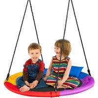 Kids Height Adjustable Swing Seat Set Hanging Tree Crows Soft Seat W/ Pillows