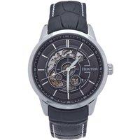 Heritor Automatic Davies Semi-Skeleton Leather-Band Watch - Silver/White