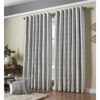 Luxury Living Reflect Jacquard Fully Lined Ready Made Ring Top Curtains in Silver | Size: 117 cm width x 137 cm drop