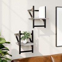 Berkfield Home Wall Shelves with Bars 2 pcs Grey Sonoma 20x25x30 cm | Size: 20 x 25 x 30 cm