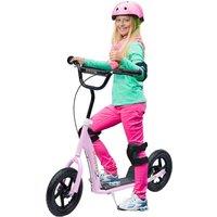HOMCOM Girl's Teen Push Scooter Kids Stunt Scooter Children Bike Ride On w/ 12 Tyres in Pink