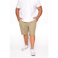 BadRhino Men's Elasticated Waist Chino Shorts in Stone | Size: 3XL