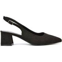 XY London Women's 'Devon' Court Shoe Block Heels With Slingback in Jet Black | Size: 6