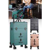 3 in 1 Rolling Cosmetic Train Case Trolley Case for Hairdressing Beauty