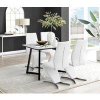 FurnitureboxUK Carson White Marble Effect Dining Table & 4 Willow Chairs