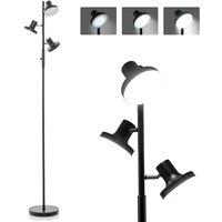 Costway 3-Light Modern Floor Lamp Freestanding Tree Lamp w/ 3 Angle Adjustable LED Light in Black