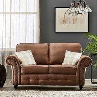 Furniture 786 Oakland Suede Leather 2 Seater Sofa in Brown