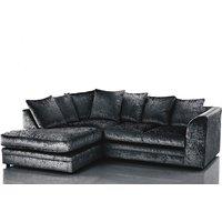 Furniture 786 Bella Crushed Velvet 4 Seater Left Hand Facing Corner Sofa in Black