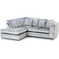 Furniture 786 Bella Crushed Velvet 4 Seater Left Hand Facing Corner Sofa in Silver