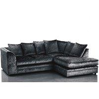 Furniture 786 Bella Crushed Velvet 4 Seater Right Hand Facing Corner Sofa in Black