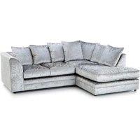 Furniture 786 Bella Crushed Velvet 4 Seater Right Hand Facing Corner Sofa in Silver