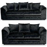 Furniture 786 Bella Crushed Velvet 3&2 Seater Sofa Set in Black