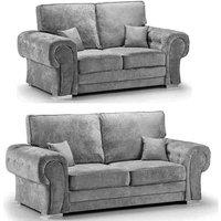 Furniture 786 Chingford Full Back 3&2 Seater Sofa Set Chenille Fabric in Grey