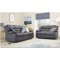 Furniture 786 Roma Leather Recliner 3 & 2 Seater Sofa Set in Grey