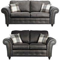 Furniture 786 Oakland Suede Leather 3&2 Seater Sofa Set in Black