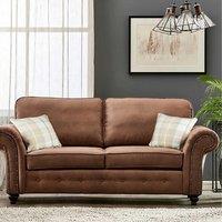 Furniture 786 Oakland Suede Leather 3 Seater Sofa in Brown