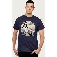 Peanuts Men's Charlie Brown & Japan T-Shirt in Navy | Size: Small